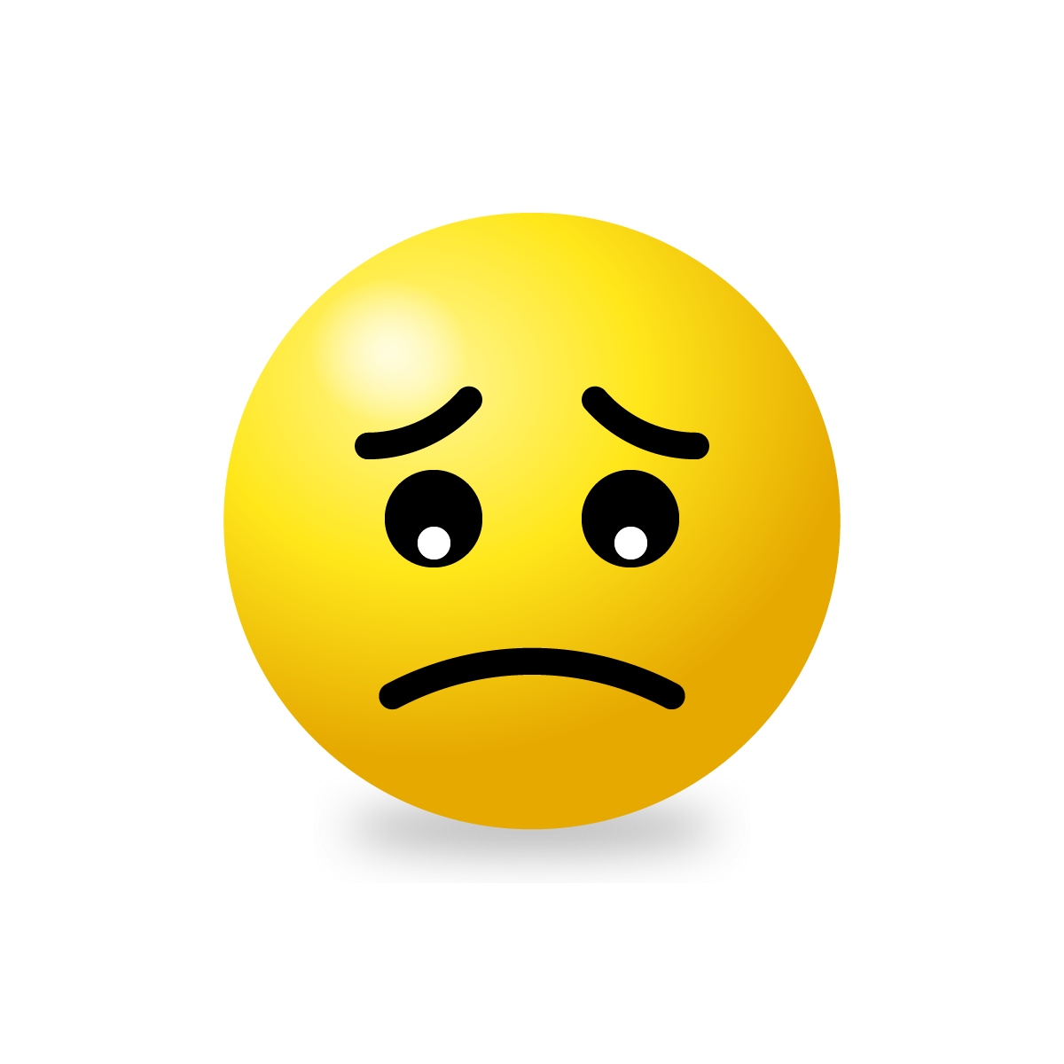 Émoticone jaune avec une tête triste.